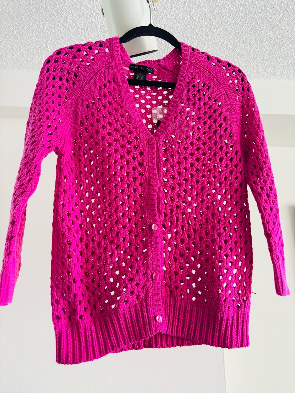 Crochet Sweater Cotton Blend Rose/Violet Small